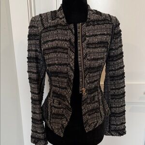 Derek Lam Black and Gray Textured Blazer